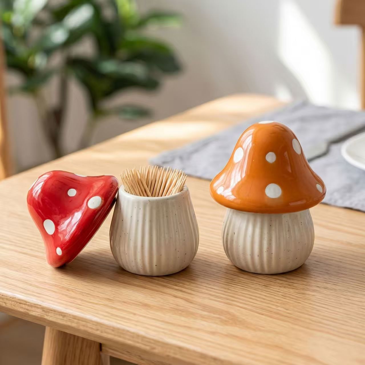 Home Goods Bathroom Storage - Cartoon Mushroom Ceramic Storage Jars Home