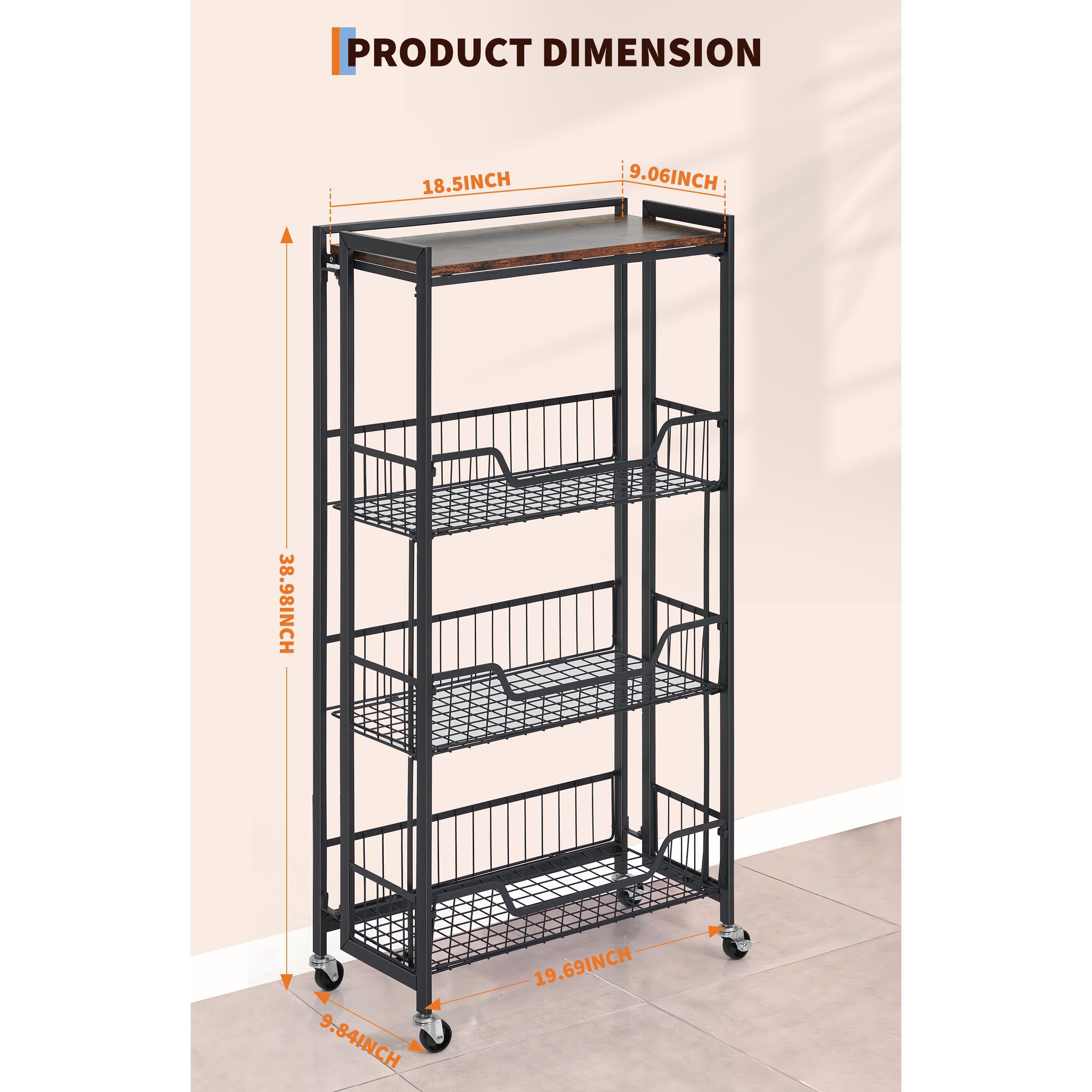 Home Essentials Bathroom Rack - Extra Large 4-Tier Foldable Storage Cart