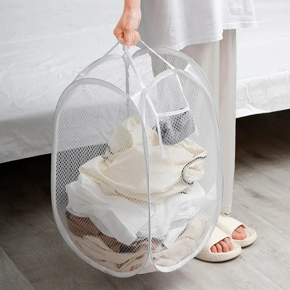 Home Goods Bathroom Storage - Foldable Pop-up Mesh Laundry Basket Large