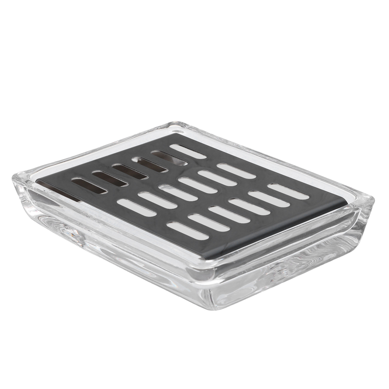 Glass Soap Dish - Self-Draining Glass Soap Dish with Open
