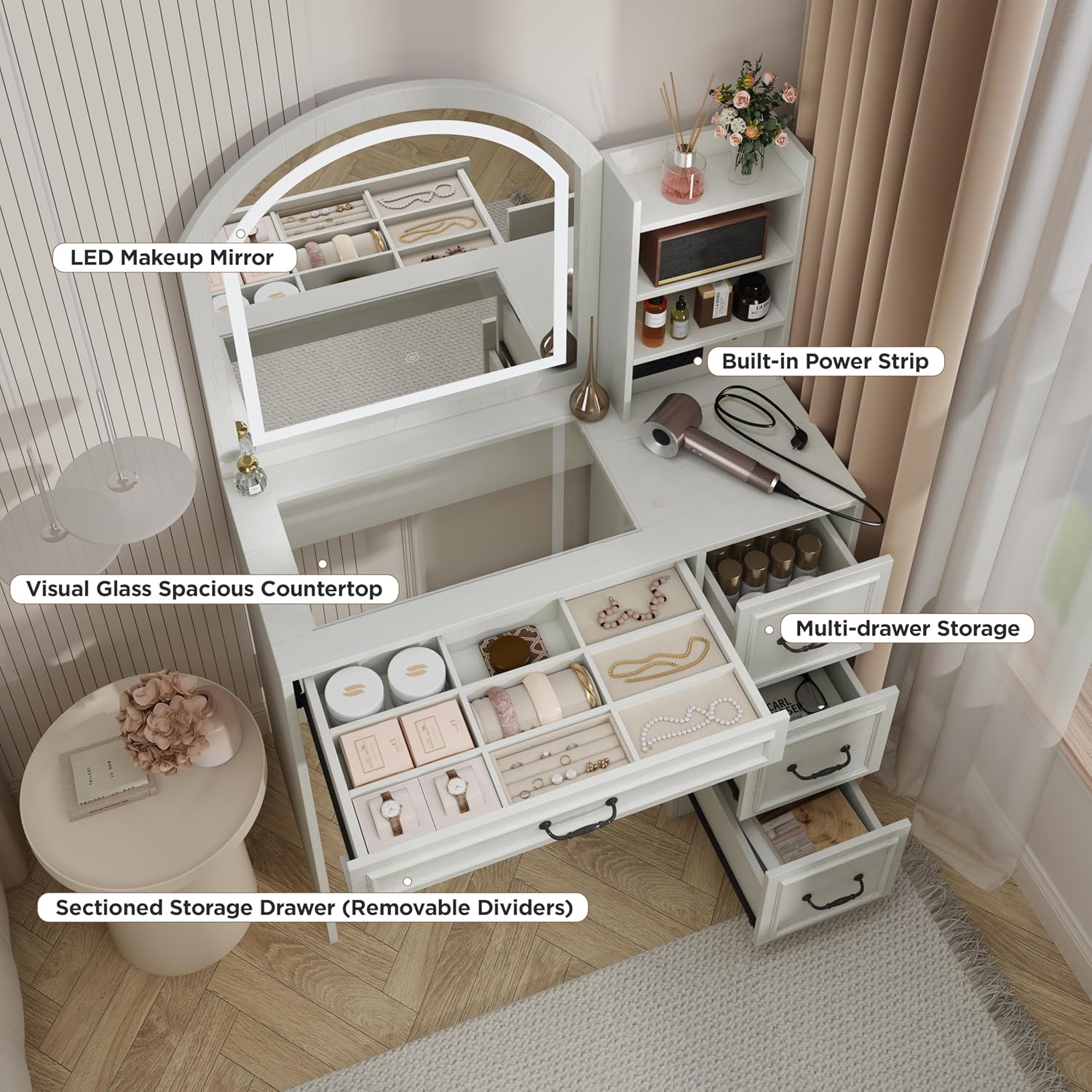 Modern Vanity Desk with Lighte - Home Outlet Bathroom Vanity ulasan dan harga