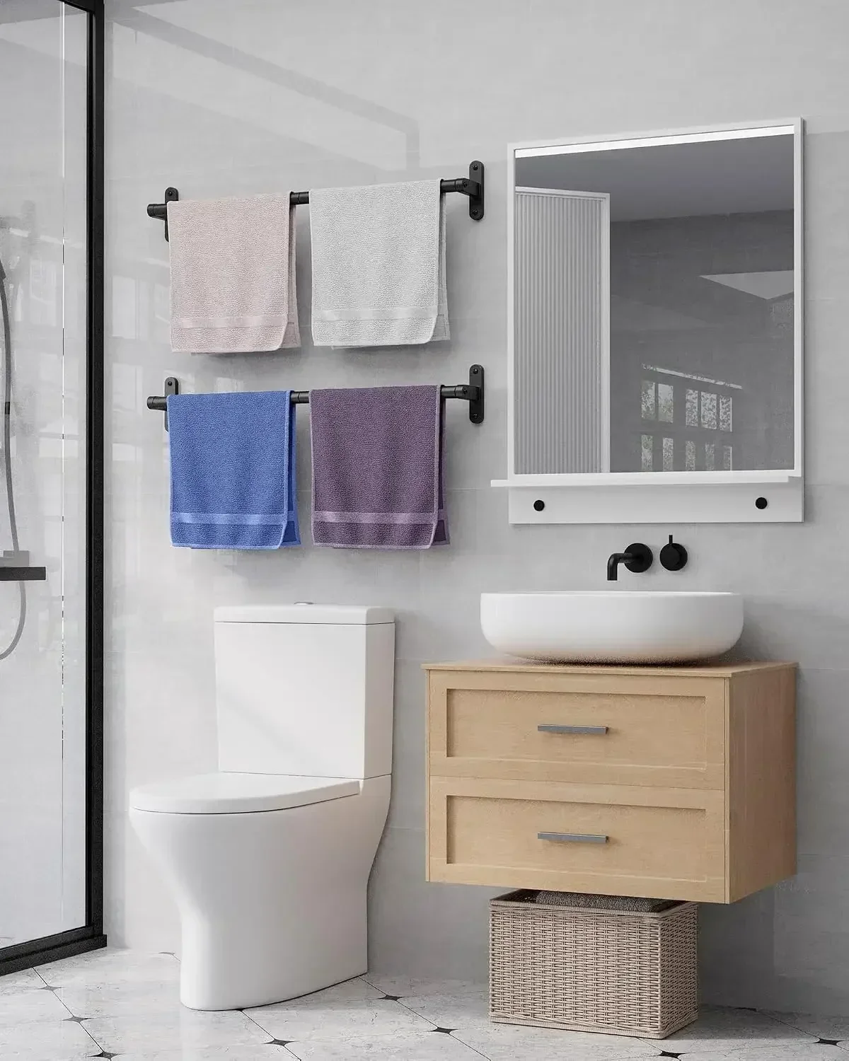 Matte Black Towel Rack for Bat - Home Essentials Bathroom Rack ulasan dan harga