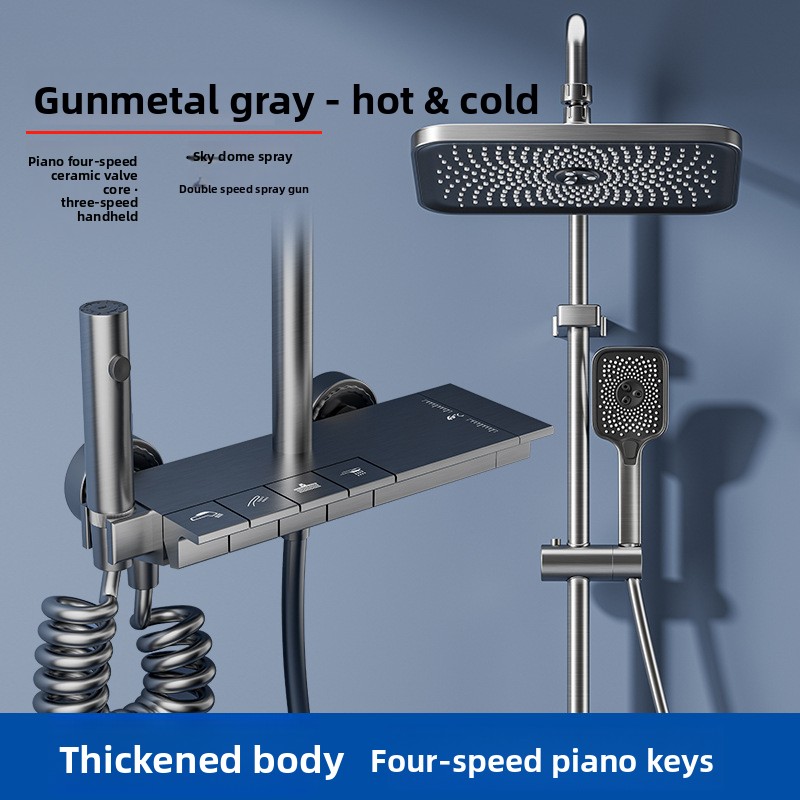 Gunmetal Gray Shower Head Syst - Home Bathroom Set ulasan dan harga