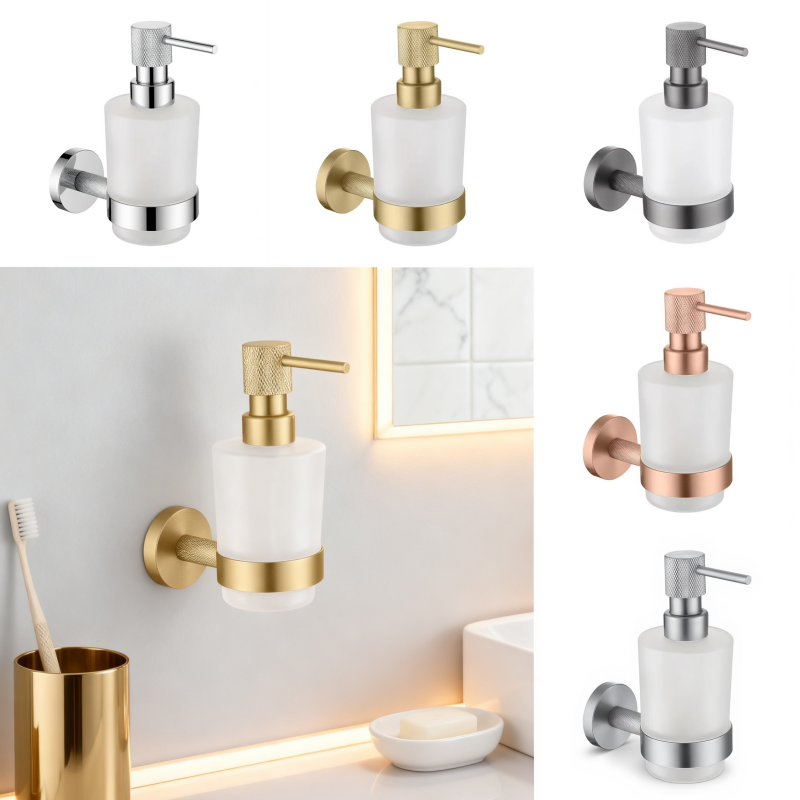 Brushed Nickel Brass Knurled W - Glass Soap Dish ulasan dan harga