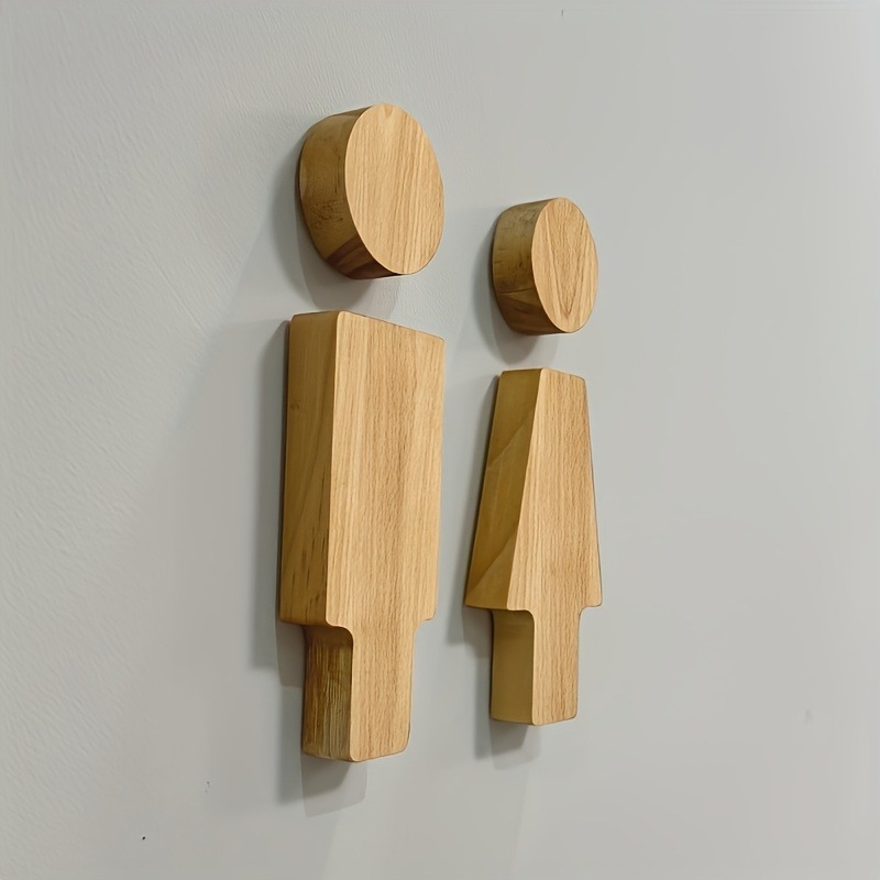 2PCS Wooden Bathroom Sign for  - Home Creation Bathroom ulasan dan harga