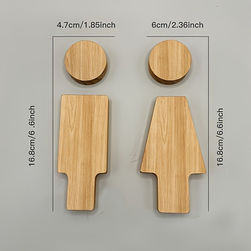 2PCS Wooden Bathroom Sign for  - Home Creation Bathroom ulasan dan harga