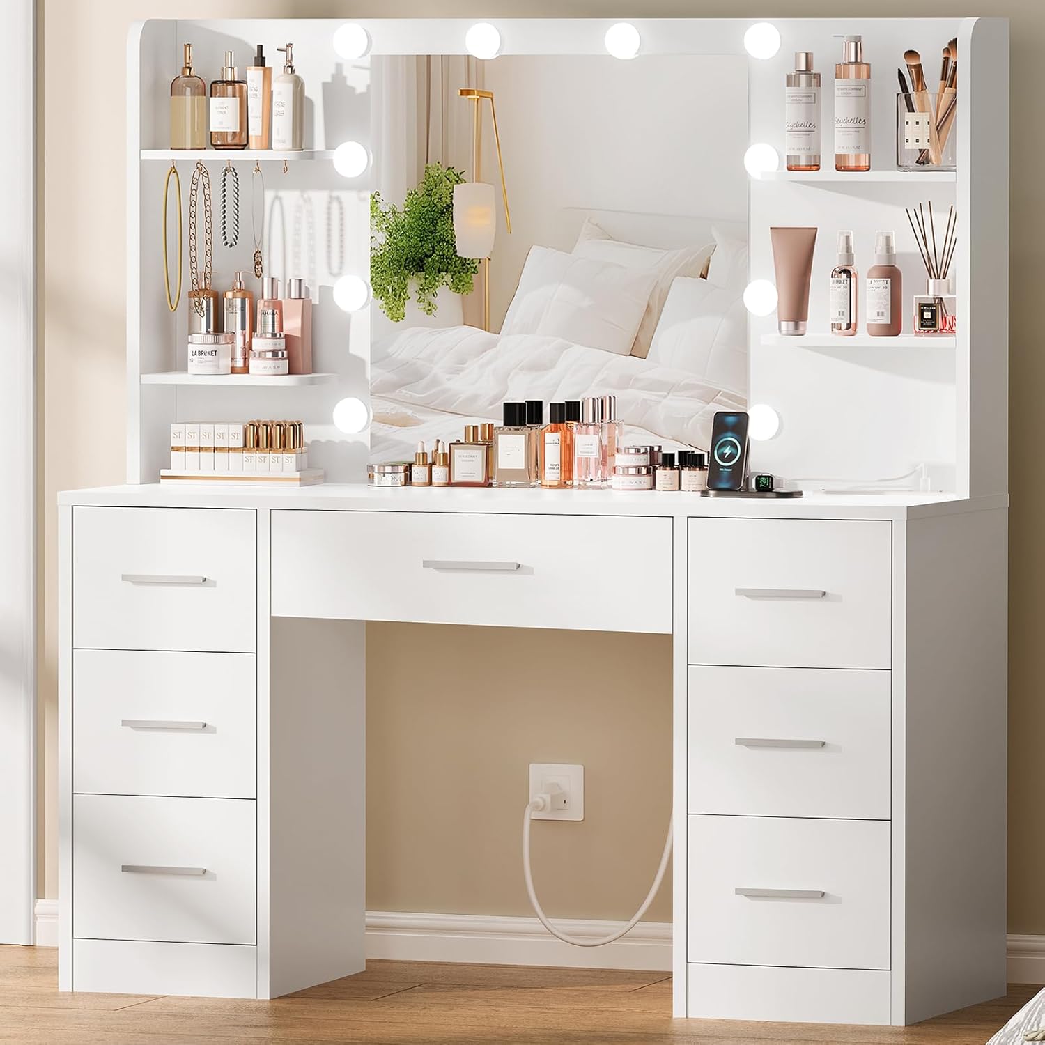 Large Vanity Desk LED Lighted  - Home Outlet Bathroom Vanity ulasan dan harga
