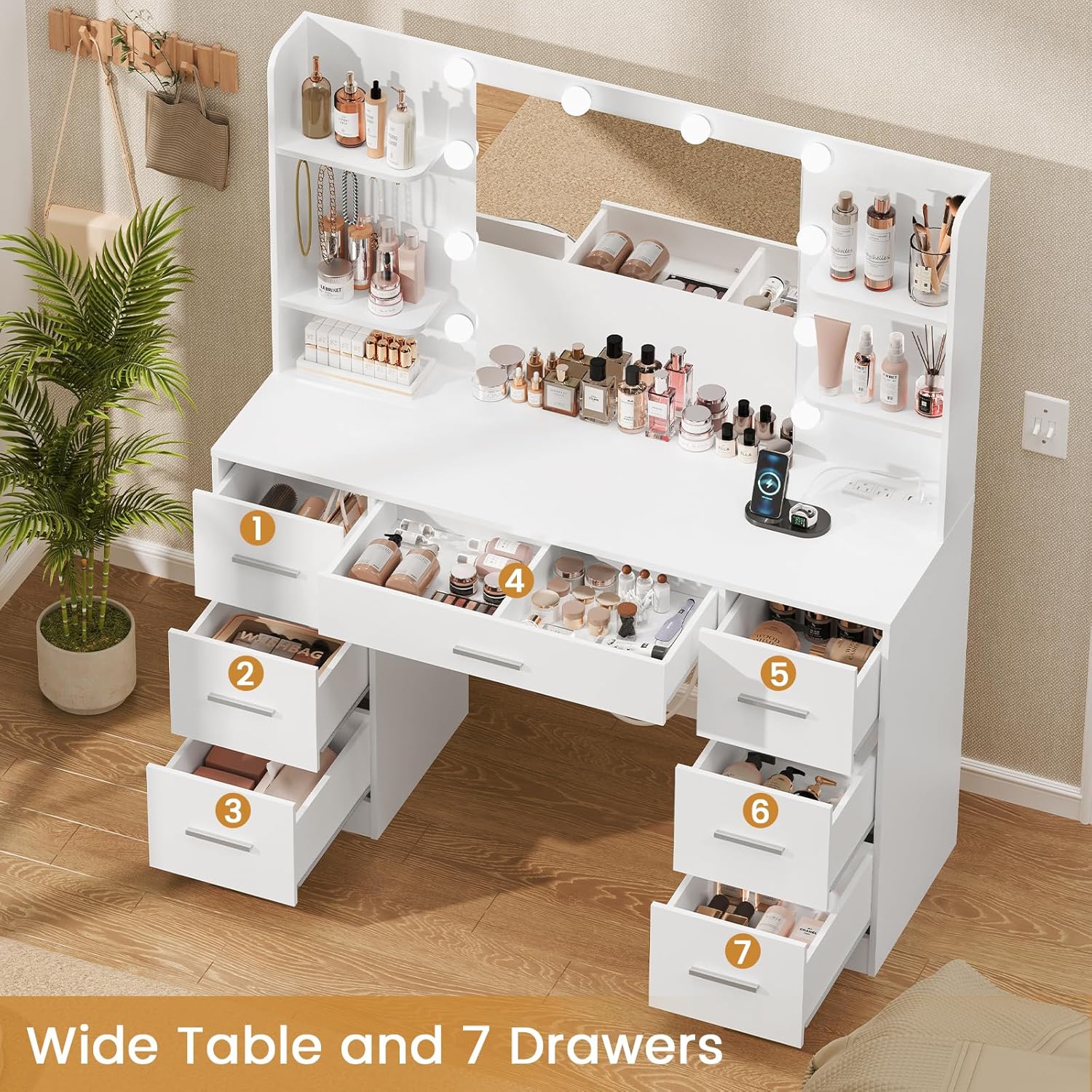 Large Vanity Desk LED Lighted  - Home Outlet Bathroom Vanity ulasan dan harga