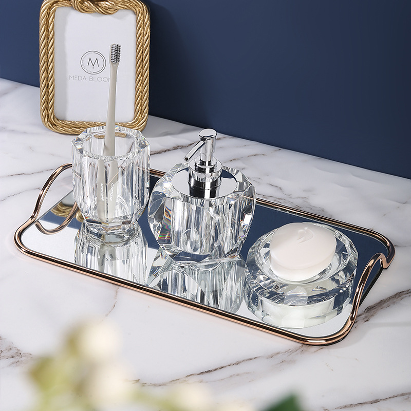 Bathroom Set Crystal Glass Liq - Glass Soap Dish ulasan dan harga
