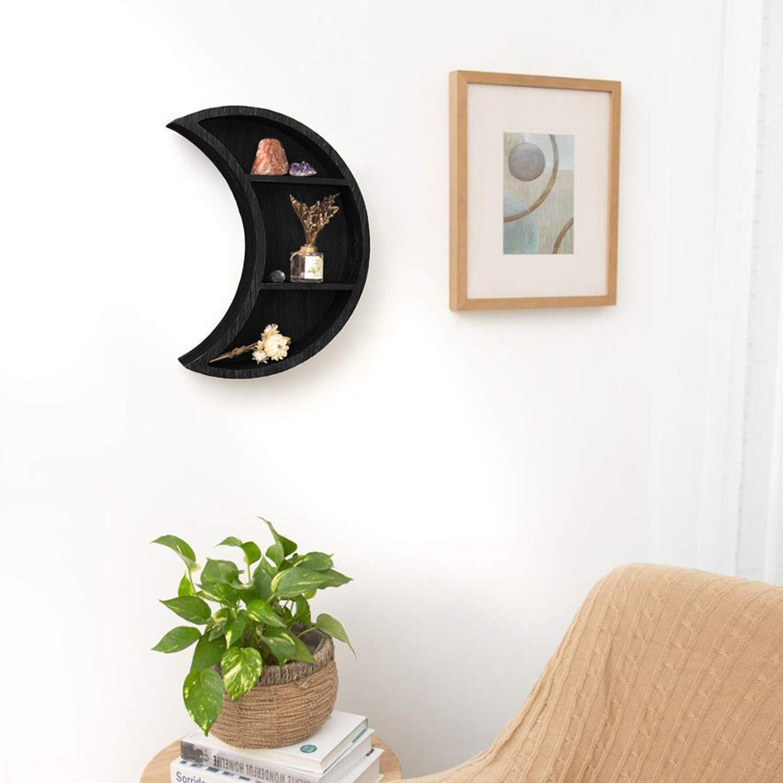 Wooden Moon Shelves Bohemian M - Home Essentials Bathroom Rack ulasan dan harga