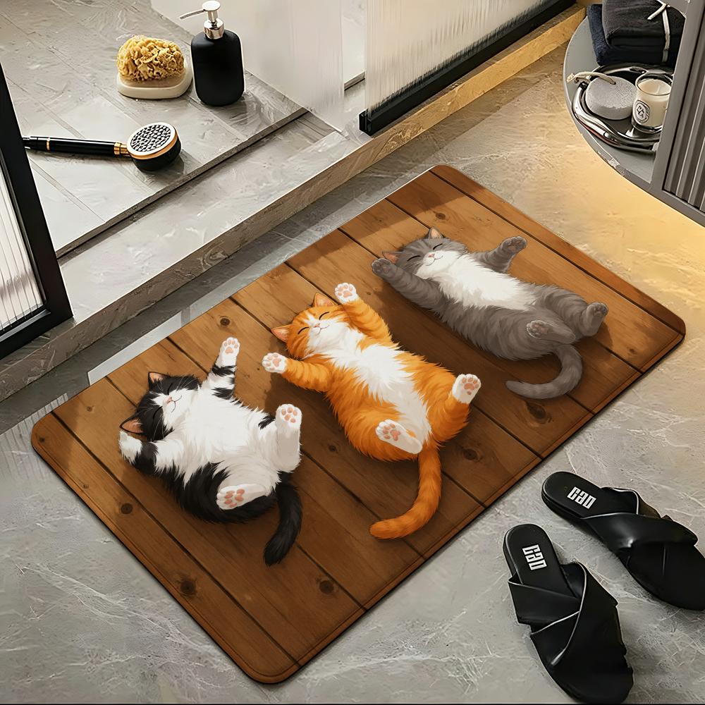 Funny Lazy Cats on Wood with W - Home Bathroom Quotes ulasan dan harga