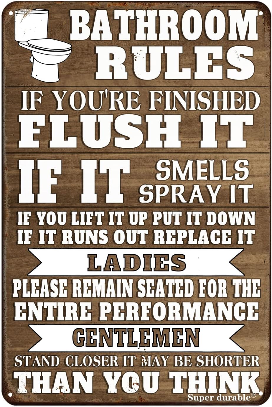Funny Bathroom Rules Metal Tin - Home Bathroom Quotes ulasan dan harga