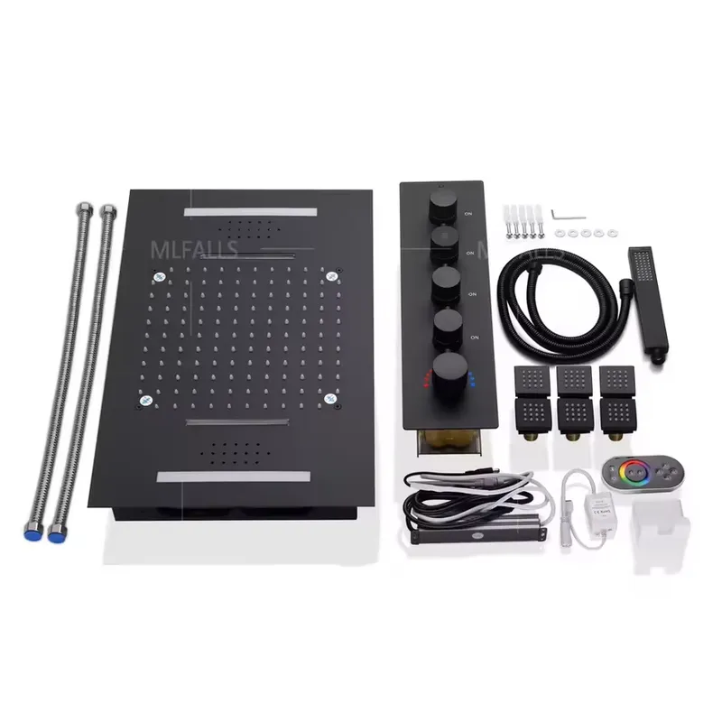 Black Thermostatic Faucets LED - Shower Head Rain ulasan dan harga