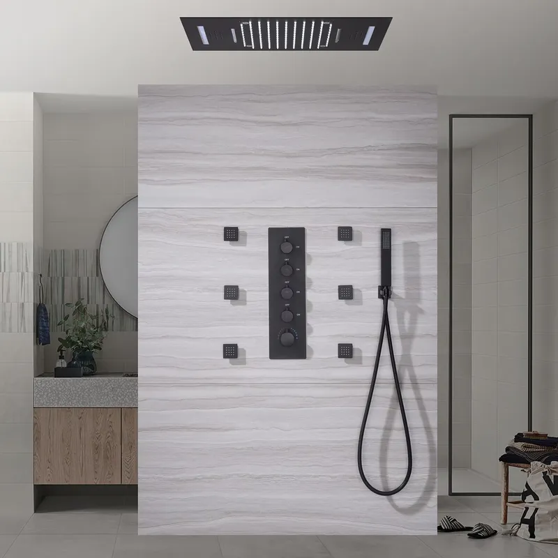 Black Thermostatic Faucets LED - Shower Head Rain ulasan dan harga