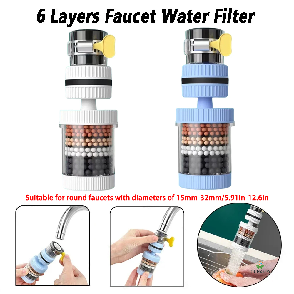 6 Layers Faucet Water Filter U - Shower Head Rain ulasan dan harga